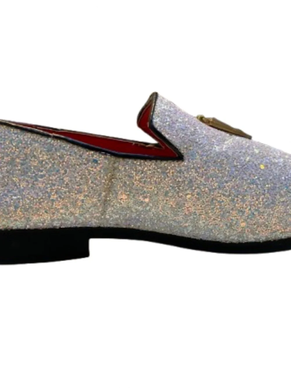 Men's White Iridescent Glitter Loafers Dress Shoes